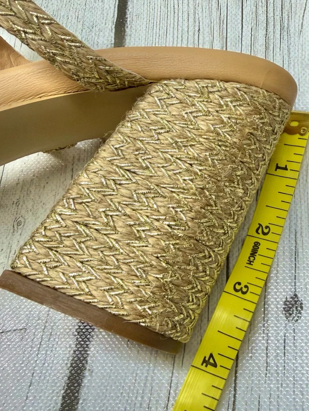BRAND NEW Womens 11 Kaanas Bali Braided Yute Gold Beige slip on Heels